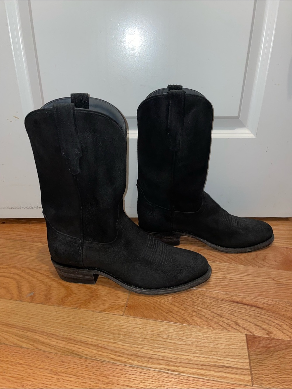 TECOVAS Men’s Midnight Suede The Trailworn Johnny Black Cowboy Boots Size 11